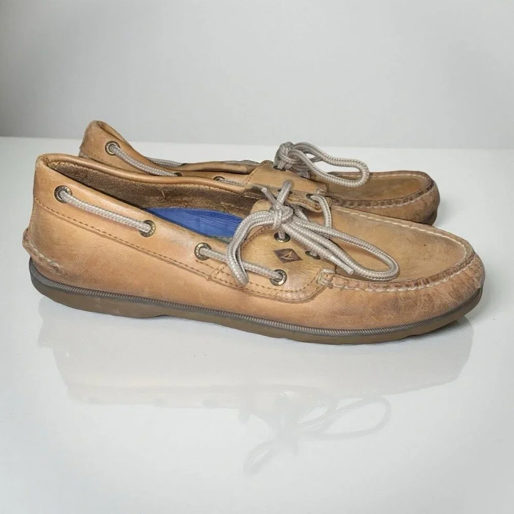 Sperry Top-Sider 0777894 Men's Size 9W Tan Leather Boat Shoes